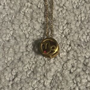 Gold Capricorn Garnet Pendant Necklace